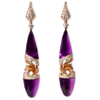 Earrings Magerit Gea Germina, yellow gold, diamonds, amethyst Earrings Magerit Gea Germina, yellow gold, diamonds, amethyst