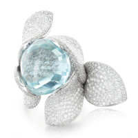 Ring Pasquale Bruni Secret Gardens Haute Couture, white gold, diamonds, aquamarine Ring Pasquale Bruni Secret Gardens Haute Couture, white gold, diamonds, aquamarine