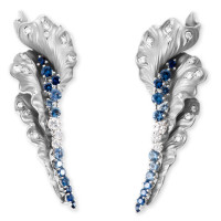Earrings Magerit Gea Aurea, white gold, diamonds, sapphires, agates Earrings Magerit Gea Aurea, white gold, diamonds, sapphires, agates