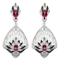 Earrings Magerit Hechizo Misterio, white gold, diamonds, red topaz Earrings Magerit Hechizo Misterio, white gold, diamonds, red topaz