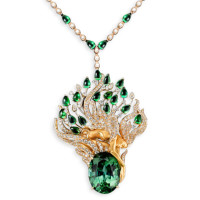 Necklace Magerit Hechizo Hechizo, yellow gold, diamonds, tourmaline
