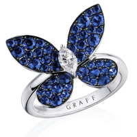 Graff Butterfly ring, white gold, sapphires, diamond Graff Butterfly ring, white gold, sapphires, diamond