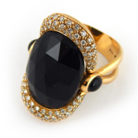 Giorgio Visconti ring, 750 gold, diamonds, onyx