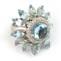 Staurino Fratelli ring, white gold, diamonds, topazes Staurino Fratelli ring, white gold, diamonds, topazes