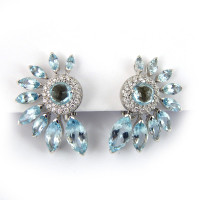 Staurino Fratelli earrings, white gold, diamonds, topazes Staurino Fratelli earrings, white gold, diamonds, topazes