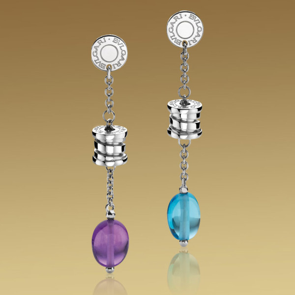 Bulgari B.Zero1 earrings, white gold, amethyst, topaz Bulgari B.Zero1 earrings, white gold, amethyst, topaz