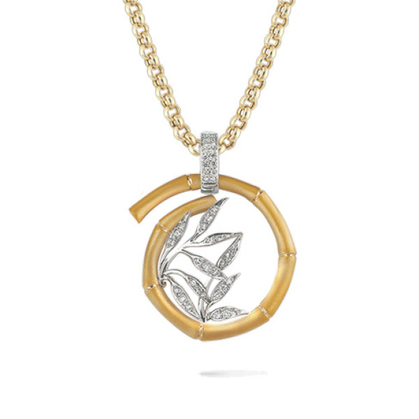 Carrera y Carrera Bambu pendant, white, yellow gold, diamonds Carrera y Carrera Bambu pendant, white, yellow gold, diamonds