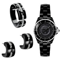 Chanel set, ceramic, white gold, diamonds Chanel set, ceramic, white gold, diamonds