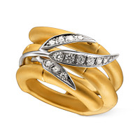Carrera y Carrera Bambu Maxi ring, yellow, white gold, diamonds Carrera y Carrera Bambu Maxi ring, yellow, white gold, diamonds