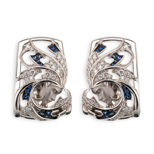Magerit Atlantis Sirena Sire Earrings, white gold, diamonds, sapphires Magerit Atlantis Sirena Sire Earrings, white gold, diamonds, sapphires