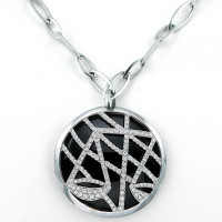 Luca Carati Zodiac pendant, white gold, diamonds, onyx