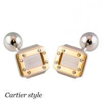 Cartier Santos Cufflinks, 18K yellow gold, stainless steel Cartier Santos Cufflinks, 18K yellow gold, stainless steel