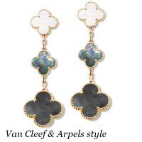Van Cleef & Arpels Alhambra earrings, yellow gold, onyx, mother-of-pearl Van Cleef & Arpels Alhambra earrings, yellow gold, onyx, mother-of-pearl