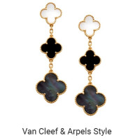 Van Cleef & Arpels style earrings, yellow gold, mother of pearl Van Cleef & Arpels style earrings, yellow gold, mother of pearl