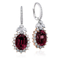 Verdi Jewelery earrings, white, rose gold, diamonds, garnet Verdi Jewelery earrings, white, rose gold, diamonds, garnet