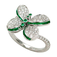 Graff Baby Princess Butterfly Ring, white gold, diamonds, emeralds Graff Baby Princess Butterfly Ring, white gold, diamonds, emeralds