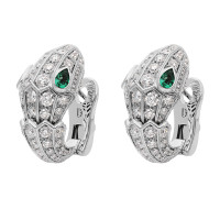 Bvlgari Serpenti earrings, white gold, diamonds, emeralds Bvlgari Serpenti earrings, white gold, diamonds, emeralds