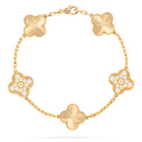 Van Cleef & Arpels Vintage Alhambra bracelet, yellow gold, diamonds Van Cleef & Arpels Vintage Alhambra bracelet, yellow gold, diamonds