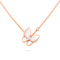 Van Cleef & Arpels Two Butterfly pendant, pink gold, mother-of-pearl, diamonds Van Cleef & Arpels Two Butterfly pendant, pink gold, mother-of-pearl, diamonds