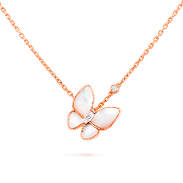 Van Cleef & Arpels Two Butterfly pendant, pink gold, mother-of-pearl, diamonds Van Cleef & Arpels Two Butterfly pendant, pink gold, mother-of-pearl, diamonds