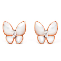 Van Cleef & Arpels Two Butterfly earrings, rose gold, mother-of-pearl, diamonds Van Cleef & Arpels Two Butterfly earrings, rose gold, mother-of-pearl, diamonds