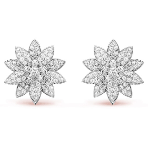 Van Cleef & Arpels Lotus earrings, white gold, diamonds Van Cleef & Arpels Lotus earrings, white gold, diamonds