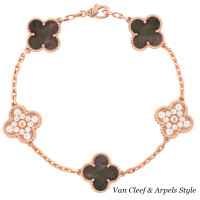Van Cleef & Arpels Vintage Alhambra bracelet, rose gold, diamonds, mother of pearl Van Cleef & Arpels Vintage Alhambra bracelet, rose gold, diamonds, mother of pearl