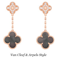 Van Cleef & Arpels Vintage Alhambra earrings, rose gold, diamonds, mother of pearl Van Cleef & Arpels Vintage Alhambra earrings, rose gold, diamonds, mother of pearl