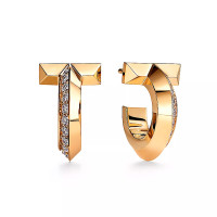 Tiffany T T1 Hoop earrings, yellow gold, diamonds Tiffany T T1 Hoop earrings, yellow gold, diamonds