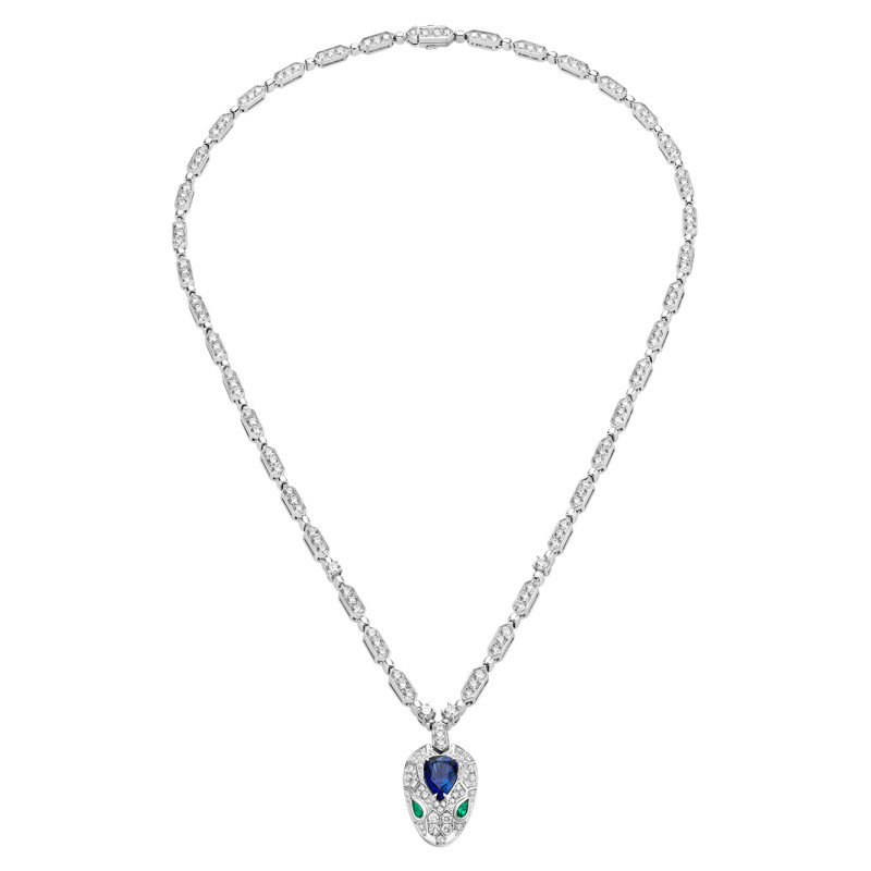 Bvlgari Serpenti necklace, white gold, diamonds, sapphire, emeralds Bvlgari Serpenti necklace, white gold, diamonds, sapphire, emeralds