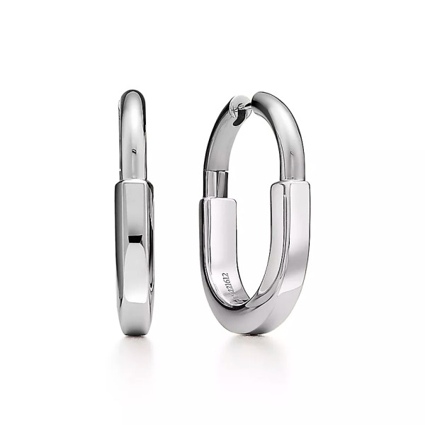 Tiffany Lock earrings, white gold Tiffany Lock earrings, white gold