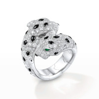 Panthere de Cartier ring, white gold, diamonds, onyx, emeralds Panthere de Cartier ring, white gold, diamonds, onyx, emeralds
