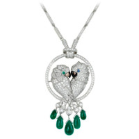 Cartier Les Oiseaux Libérés Parrot necklace, white gold, diamonds, emeralds Cartier Les Oiseaux Libérés Parrot necklace, white gold, diamonds, emeralds
