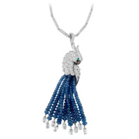 Cartier Les Oiseaux Libérés Parrot necklace, white gold, diamonds, sapphires Cartier Les Oiseaux Libérés Parrot necklace, white gold, diamonds, sapphires