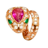 Bvlgari Serpenti ring, rose gold, diamonds, ruby, emeralds Bvlgari Serpenti ring, rose gold, diamonds, ruby, emeralds
