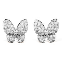 Van Cleef & Arpels Two Butterfly earrings, white gold, diamonds Van Cleef & Arpels Two Butterfly earrings, white gold, diamonds