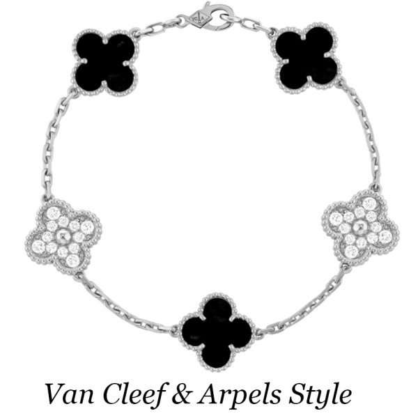 Van Cleef & Arpels Alhambra bracelet, white gold, diamonds, onyx Van Cleef & Arpels Alhambra bracelet, white gold, diamonds, onyx