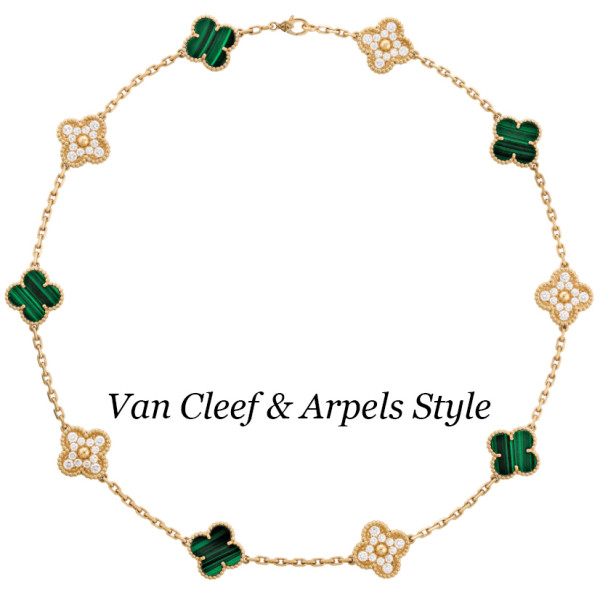 Van Cleef & Arpels Alhambra necklace, yellow gold, diamonds, malachite Van Cleef & Arpels Alhambra necklace, yellow gold, diamonds, malachite