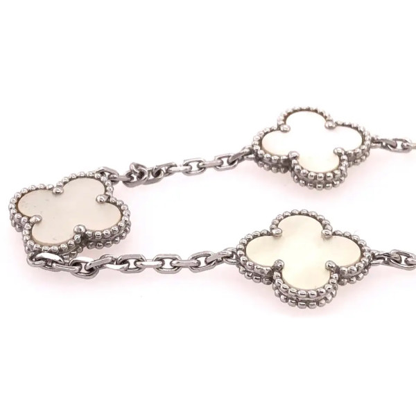 Van Cleef & Arpels Vintage Alhambra necklace, white gold, mother of pearl Van Cleef & Arpels Vintage Alhambra necklace, white gold, mother of pearl