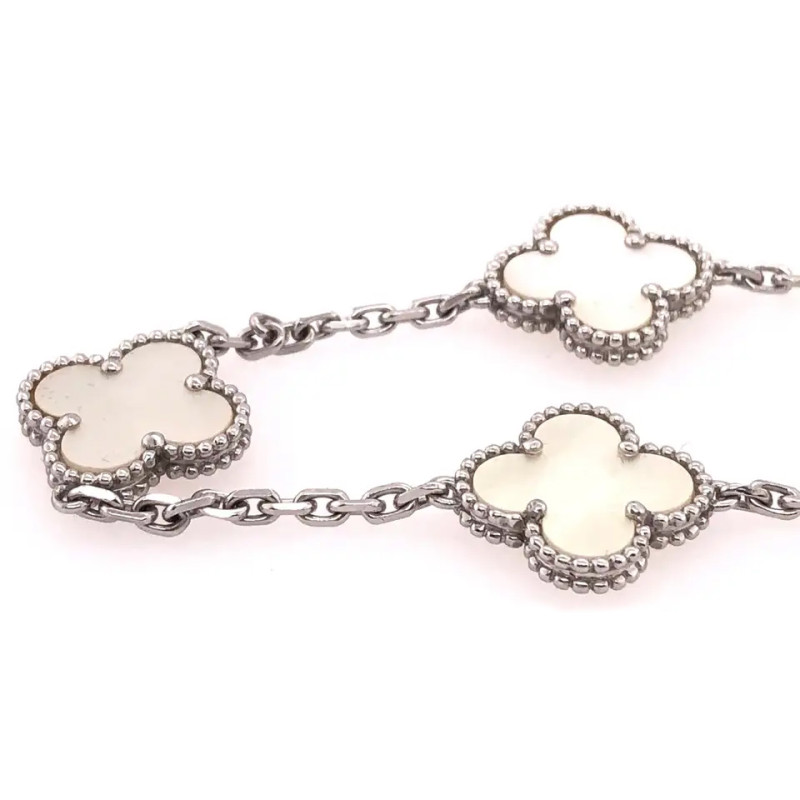Van Cleef & Arpels Vintage Alhambra necklace, white gold, mother of pearl Van Cleef & Arpels Vintage Alhambra necklace, white gold, mother of pearl
